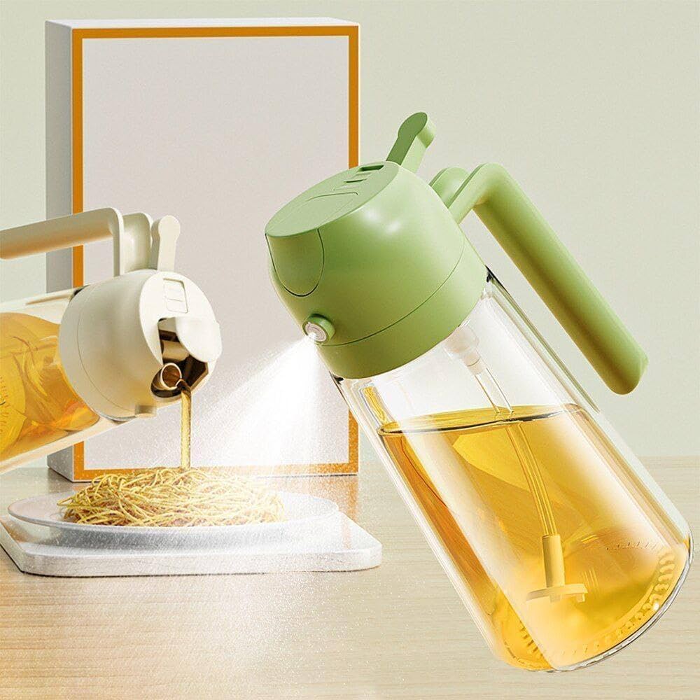 2-in-1 Oil Dispenser Bottle in Sage Green and Cream White