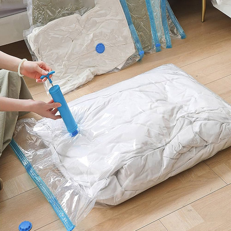 5-in-1 Space Saving Air Bag Set Vacuum Compression Bags for Clothes, Storage, and Travel with Pump