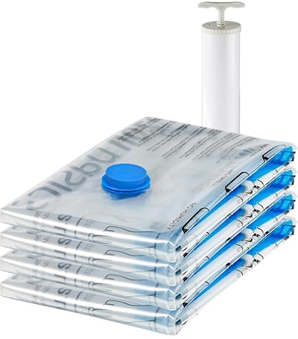 5-in-1 Space Saving Air Bag Set Vacuum Compression Bags for Clothes, Storage, and Travel with Pump