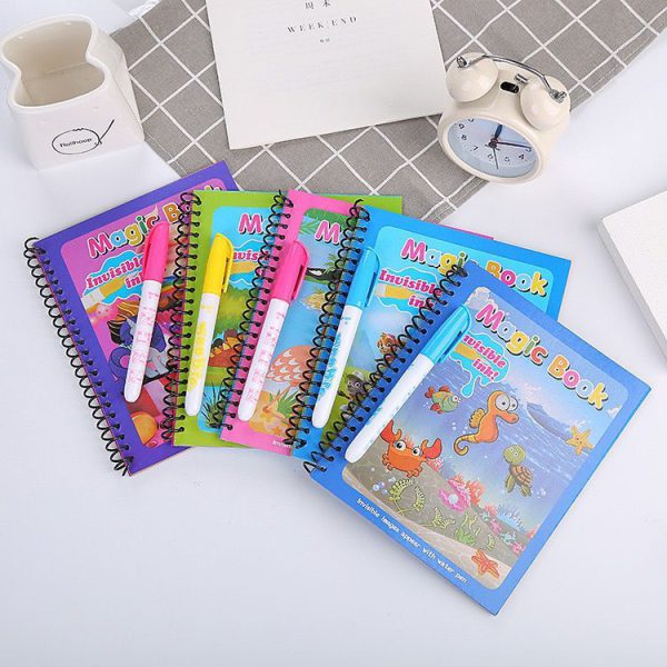 Magic Coloring Book with Water Pen | Reusable & Mess-Free Fun for Kids | Dinosaur & Cartoon Designs