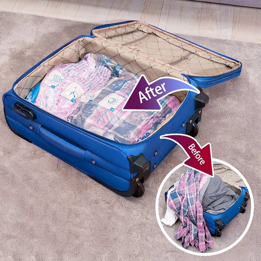 5-in-1 Space Saving Air Bag Set Vacuum Compression Bags for Clothes, Storage, and Travel with Pump