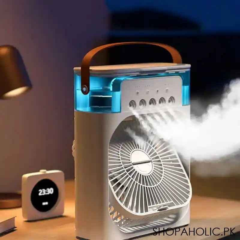 10-Inch Large Portable Air Conditioner Fan | USB Electric Fan with LED Night Light, Mist & Humidifier Function | Random Color