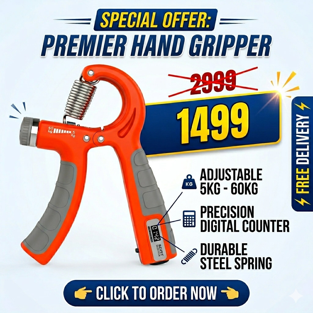 Adjustable Hand Grip Strengthener 5–60 kg – Non-Slip Ergonomic Hand Gripper with Stainless-Steel Spring, Forearm & Wrist Exerciser, Finger Trainer, Portable Home Gym & Rehabilitation Tool for Men & Women, Built-In Counter Options, Durable Grip Handle