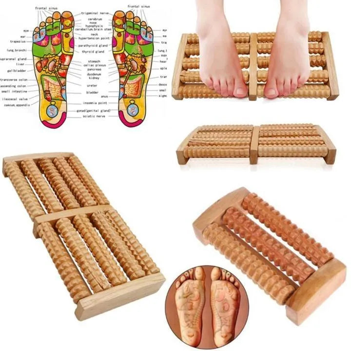 Wooden Foot Roller Massager – Manual Reflexology Tool