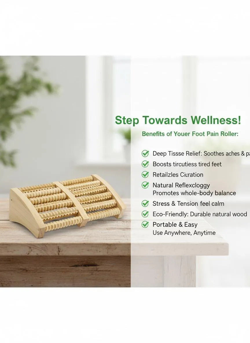 Wooden Foot Roller Massager – Manual Reflexology Tool