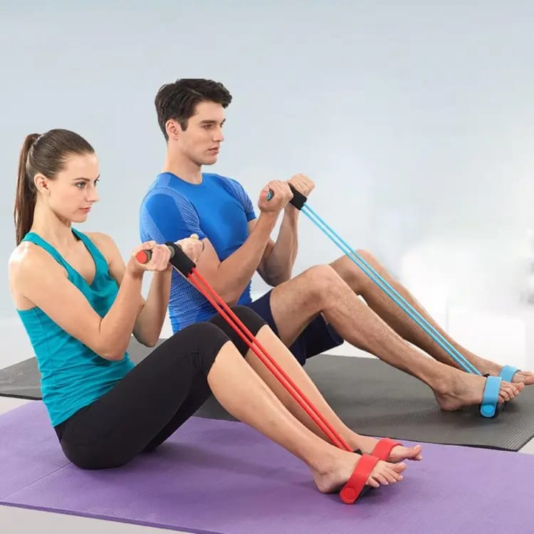 Tummy Trimmer | Foot Pedal Resistance Band | Elastic Sit-Up Pull Rope | Fitness & Yoga Trainer | Random Colors